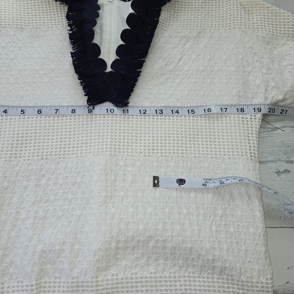 Belle BADGLEY MISCHKA Daya Dress Ivory Navy Women’s Size 0 - Picture 7 of 14